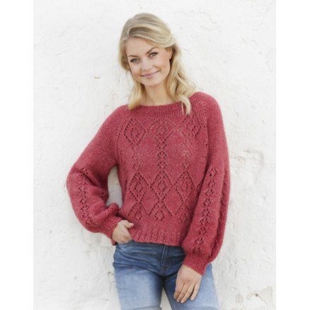 Â Berry Diamond by DROPS Design Genser Strikkeoppskrift str S XXXL