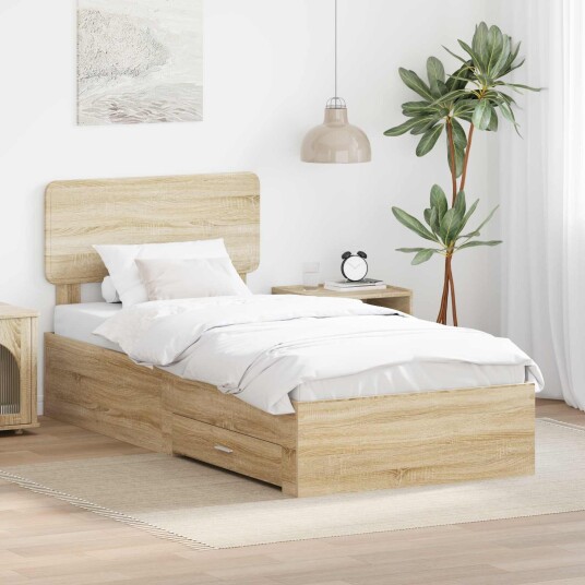 Sengestamme med skuff Sonoma eik 90 x 190 cm Konstruert tre
