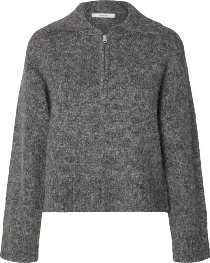 Selected Slwanjuli Strikkegenser Dame - Grå Melange - XL Selected Slwanjuli Strikkegenser Dame - Grå Melange - XL