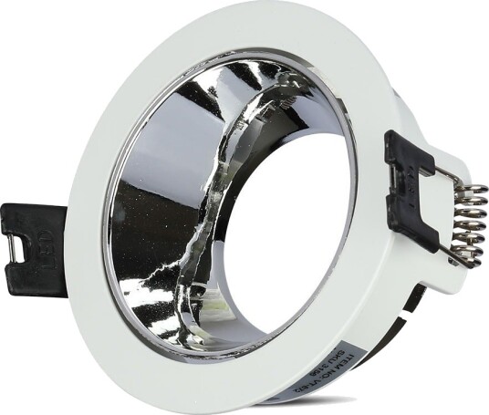 V Tac GU10 innfellingsspot   Rund hvit/krom aluminium hull: Ø7,2 cm IP20 innendørs