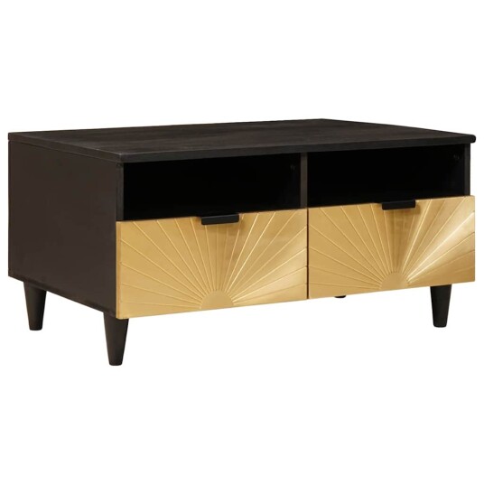 vidaXL Kaffebord Svart og Gull 80 x 54 x 40 cm heltre mango