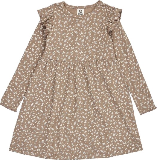 Müsli Alyssum Ruffle L/S Swing Dress - WALNUT/ OAK/ MAUVE - 86