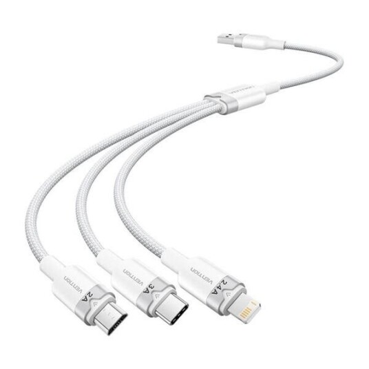 Vention USB 2.0 A Til 3in1 3a kabel Vention Ctpwg 1,5M (hvit)