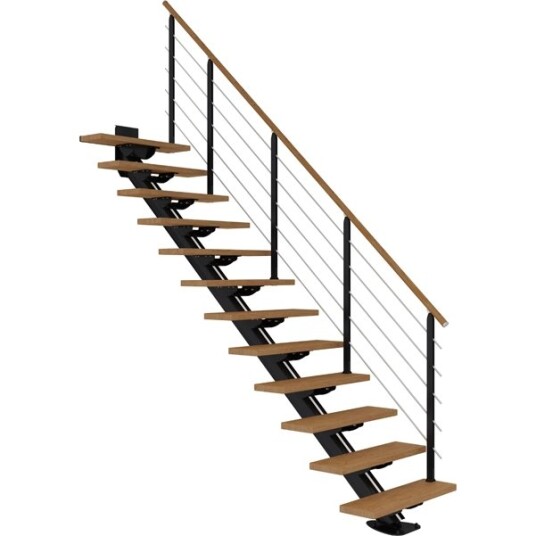 Dolle Sydney Rett Trapp Svart 9005 design oljet Eik 75 12 Loddrett Høyde 240 292cm