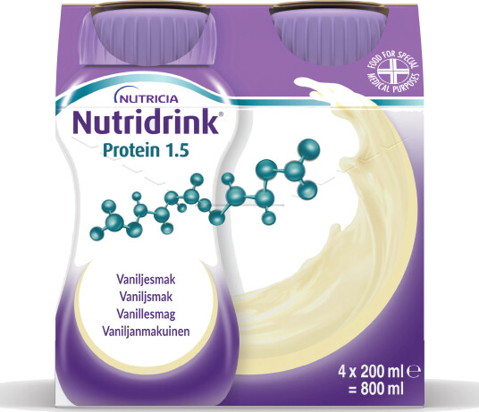 Nutridrink Protein 1.5 næringsdrikk vanilje 4x200 ml Nutridrink Protein 1.5 næringsdrikk vanilje 4x200 ml