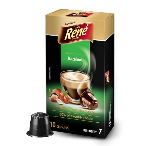 Nespresso Café René Hasselnøtt til Nespresso. 10 kapsler