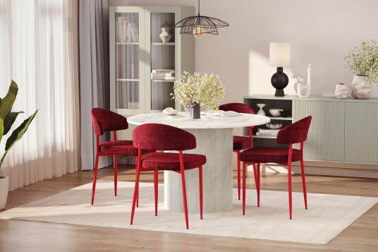 Scandinavian Choice Uppveda Spisebord 120 cm Rund med 4 stk Jairam Matstkolar Hvit