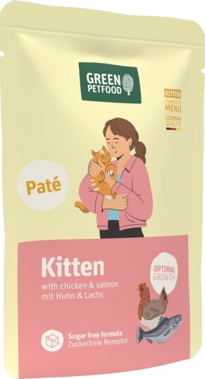 Green Petfood Paté Kitten Kylling & Laks 8 X 85 G