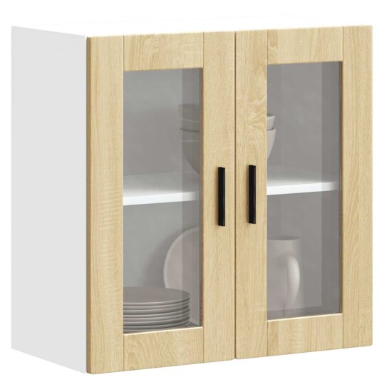  Veggmontert kjøkkenskap med glassdør Porto sonoma eik 8721158424969