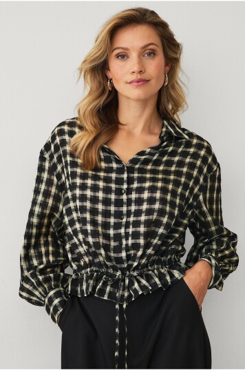 Ellos Collection Bluse med snøring Svart