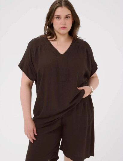 Kaffe Curve Kcmille Wing Sl Blouse Brown 44 Kaffe Curve Kcmille Wing Sl Blouse Brown 44