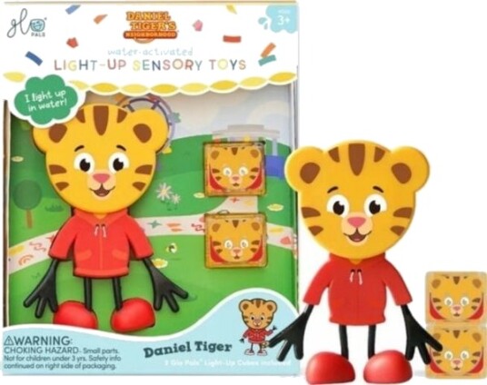 Usorteret Glo Pals Glo Pals Tigger Daniel Badefigur Sett Med To Sensoriske Kuber Som Lyser I Vann