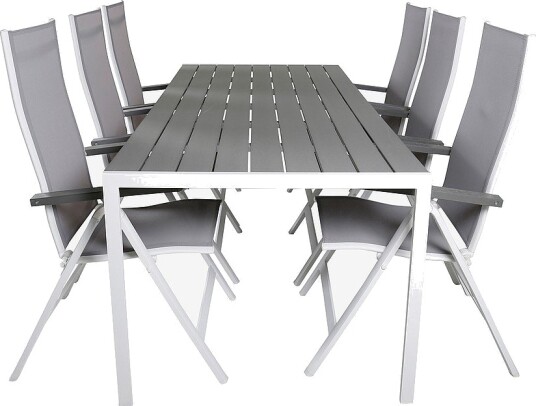 Venture Home Spisegruppe Break med 6 spisestoler Albany Grå