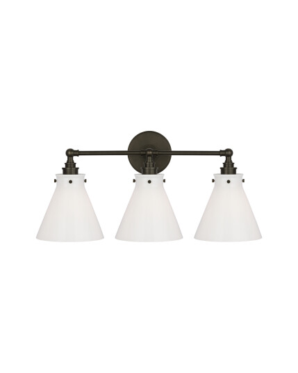 Visual Comfort Parkington 24" Three Light Bath Bar Bronze/White glass