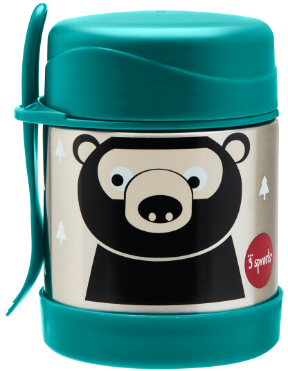 3 Sprouts Stainless Steel Food Jar and Spork Teal Bear