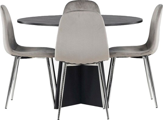 Venture Home   Spisegruppe Bootcut med 4 stk stoler Eva   Svart