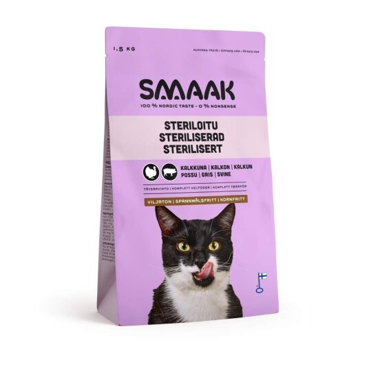 Smaak Cat Adult Grainfree Sterilised Kalkun & Svin 1.5 kg Smaak Cat Adult Grainfree Sterilised Kalkun & Svin 1.5 kg