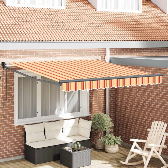 Automatisk uttrekkbar markise gul og oransje 350x250 cm