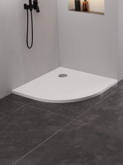 NEX SHADE Klassisk Buet Dusjkar i Hvit Naturstein White Matt 90x90x3,5