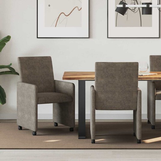 Spisebordsstoler med hjul 2 pcs Mørke grå 57 x 66 x 94 cm Spisebordsstoler med hjul 2 pcs Mørke grå 57 x 66 x 94 cm