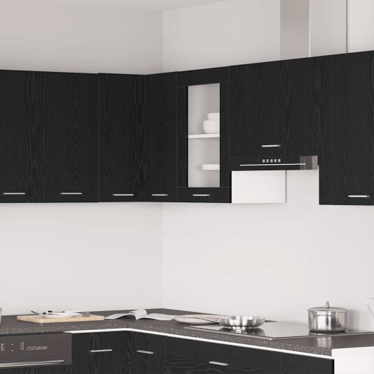 vidaXL Hengende vitrineskap svart eik 40x31x60 cm konstruert tre vidaXL Hengende vitrineskap svart eik 40x31x60 cm konstruert tre