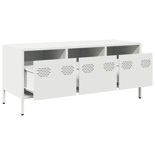 TV-benk hvit 101,5x39x43,5 cm kaldvalset stål 8721102929885