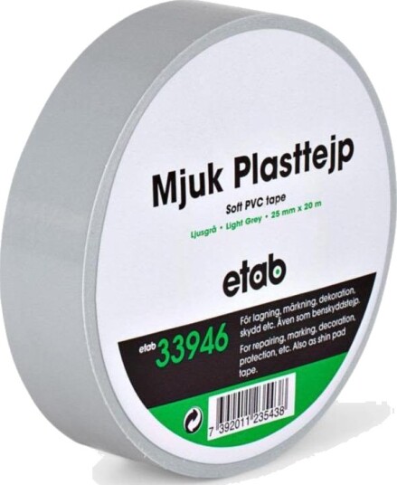 etab 33946 Plasttape myk, PVC, 10 m, lysegrå 25 mm, Maskintilbehør & forbruk etab 33946 Plasttape myk, PVC, 10 m, lysegrå 25 mm, Maskintilbehør & forbruk