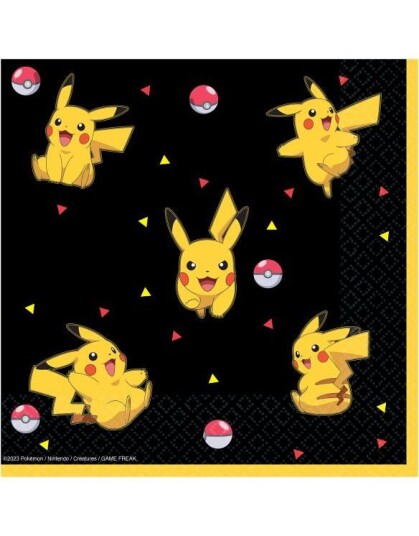 Amscan 16 stk Servietter 33x33 cm Pokémon Pikachu 9917107