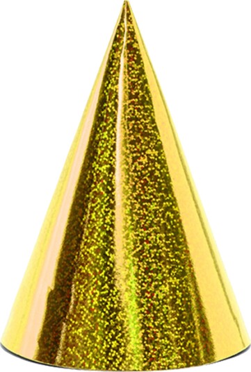 Partydeco Partyhatter Holografisk Gull 6-pakning CZAP6-019