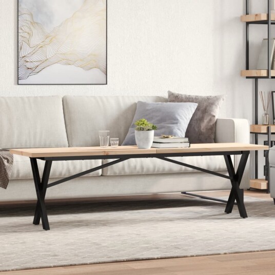  Salongbord X-ramme 160x40x45,5 cm heltre furu og støpejern 3282756