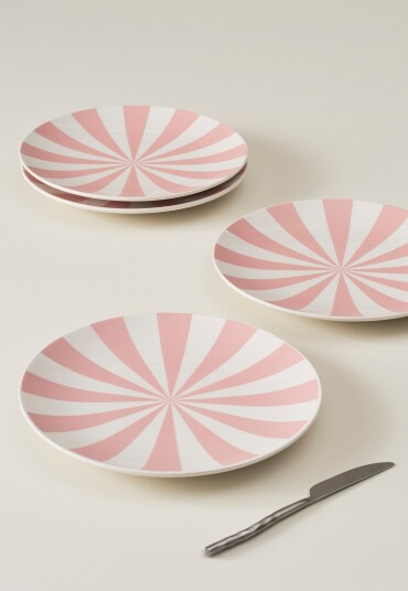Jotex Tallerken 4pakning ø 28,5 Cm Rosa/hvit MIKA 1821354010