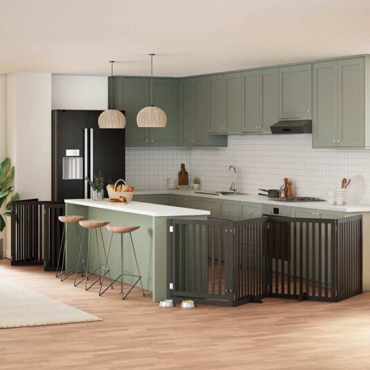 Vidaxl Hundeport Sammenleggbar 12 Paneler Svart 960 cm Poppeltre