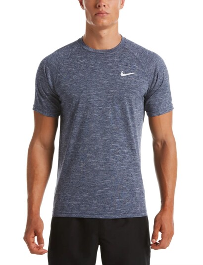 NIKE SWIM Nike Heather Short Sleeve Hydroguard   Navy   XXL