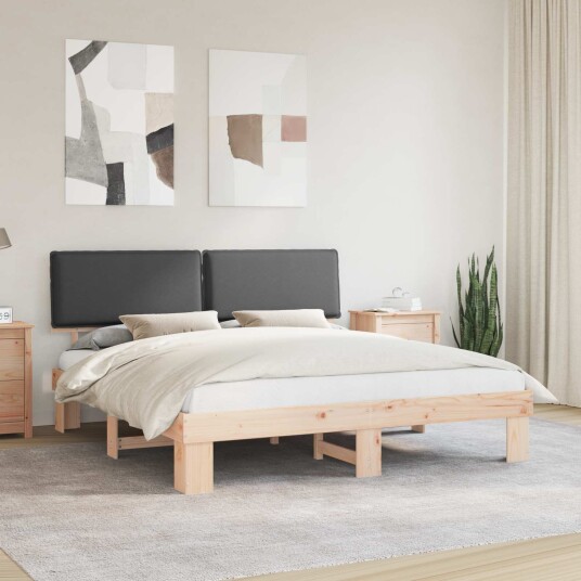 Sengeramme med Polstret Hodegjerde Mørkegrå 180 x 200 cm Sengeramme med Polstret Hodegjerde Mørkegrå 180 x 200 cm