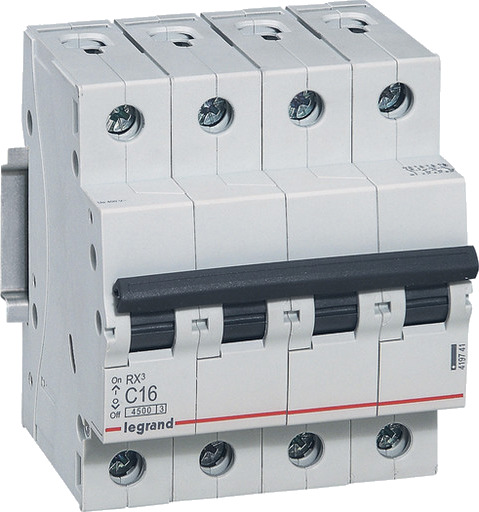 Legrand 3 stk RX³ MCB automatsikring C16 4P 4M 4,5kA