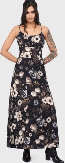 Killstar Goth Lang kjole Celestial Summer Stellar Hour Maxi Dress XS til 3XL Damer svart