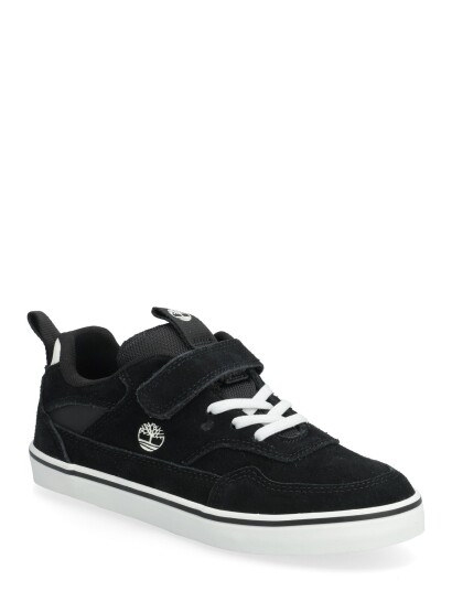 Timberland Stone Jump Low Hook & Loop Sneaker Black Suede Black 32