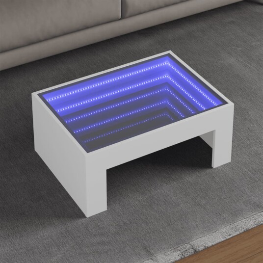 Salongbord med Infinity LED hvit 70x50x30 cm 847609