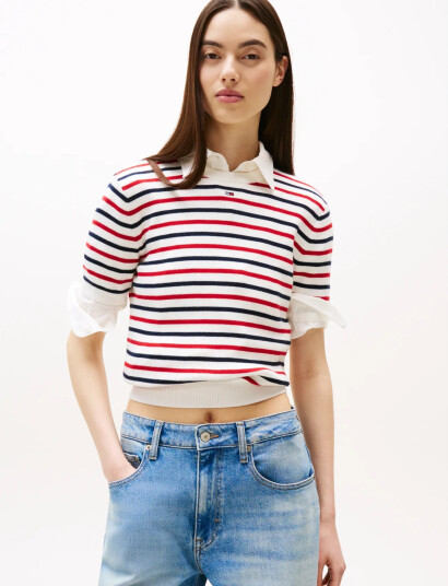 Tommy Jeans Tjw Essential Ss Sweater - White - XS