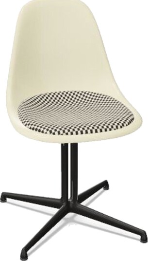 Vitra Eames glassfiber DSL spisestol med setepute pergament/rutemønster/glatt Basic mørk