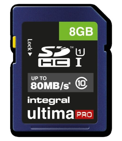 Integral 8Gb Ultimapro Sdhc/Xc 80Mb Class 10 Uhs-I U1, 8 Gb, Sd, Uhs-I, 80 Mb/S, Class 1 (U1), Blå Integral 8Gb Ultimapro Sdhc/Xc 80Mb Class 10 Uhs-I U1, 8 Gb, Sd, Uhs-I, 80 Mb/S, Class 1 (U1), Blå