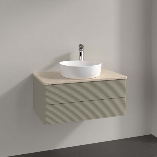 Villeroy & Boch Antao Servantskap med 2 skuffer 80x50x36 cm m/lys Steingrå/Crème