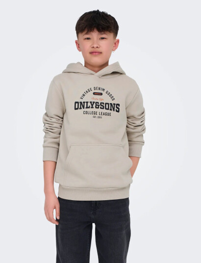 ONLY & SONS Osjceres Reg Vintage Print Hood Swt Noos - Cream - 122-128