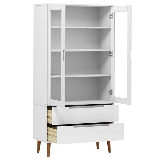 Vitrine MOLDE hvit 90x35x175 cm heltre furu Vitrine MOLDE hvit 90x35x175 cm heltre furu