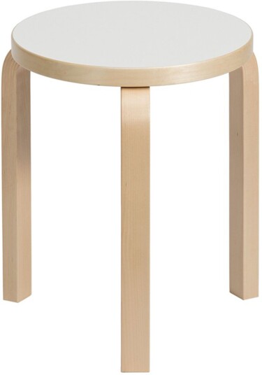 Artek - Pall 60 3 Ben Klarlackade Vit Laminat Sits Krakker Alvar Aalto Hvit Tre