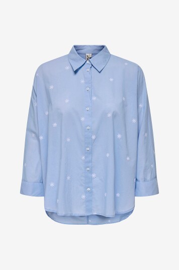 Only Carmakoma Skjorte carNew Lina Grace LS Emb Shirt Blå