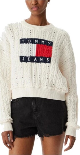 Tommy Jeans Tjw Gmd Cable Flag Sweater Cream XS