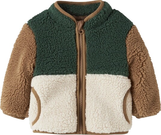 name it Nbmmacey Teddy Jacket Block - Green - 86 name it Nbmmacey Teddy Jacket Block - Green - 86