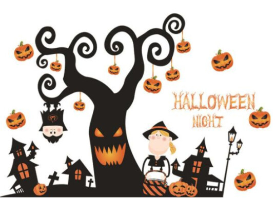 Veggdekorasjon med Halloween motiv Skummelt tre 60x90cm