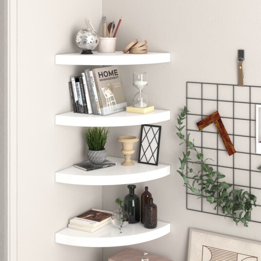vidaXL Flytende vegghyller 4 stk h?yglans hvit 35x35x3,8 cm MDF vidaXL Flytende vegghyller 4 stk h?yglans hvit 35x35x3,8 cm MDF